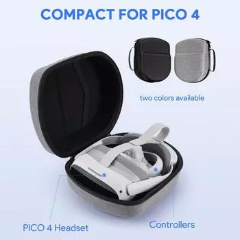 Чехол для Oculus/Meta Quest 2/Pico 4, чехол для гарнитуры VR, совместимый с контроллерами и другими аксессуарами, жесткий дорожный футляр для хранения «все в одном» чёрный