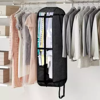 Чехол для одежды, большой емкости, регулируемая ширина, складной, для гардероба, шерстяное пальто, чехол для одежды, сумка для ежедневного использования чёрный