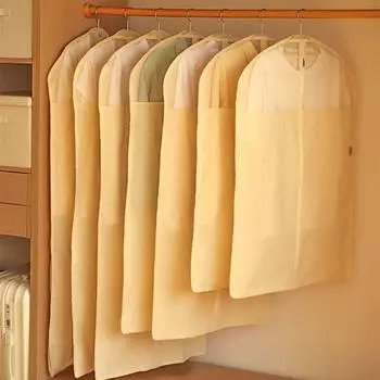 Чехол для одежды из хлопка и льна, защитный органайзер для гардероба, практичный чехол для мужской одежды S бежевый