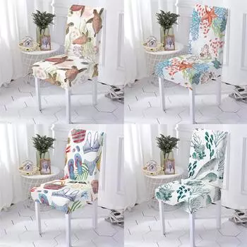 Чехол для офисного стула в стиле океана в стиле животных, растягивающиеся чехлы на стулья, чехол для кухонного стула, чехол для стульев с коралловым узором, домашний Stuhlbezug 1PCS