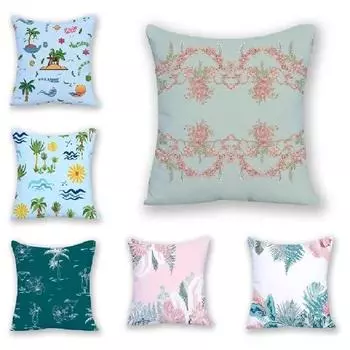 Чехол для офисной диванной подушки, простой мультяшный чехол с изображением кокосовой пальмы, тропического растения, роскошное украшение для дома, наволочка 40x40cm