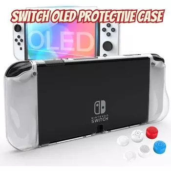 Чехол для OLED-переключателя, мягкий чехол из ТПУ, защитный чехол из поликарбоната для аксессуаров OLED-консоли с защитой экрана из закаленного стекла