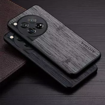 Чехол для Oneplus 12 5G, кожаный чехол с узором из бамбукового дерева, роскошный чехол для oneplus 12, чехол-капа for Oneplus 12 5G чёрный