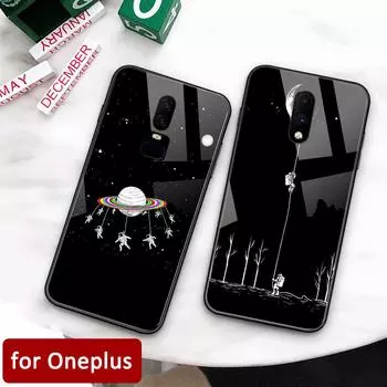 Чехол для Oneplus 7pro, стеклянная задняя крышка, космонавт Луна, чехол Oneplus 6t, чехол для Oneplus 1 + 5 5T 6 Oneplus 6 6t 7 pro Oneplus 5T