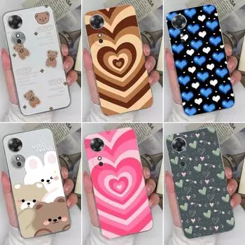 Чехол для OPPO A17 A15 AX5S A5 A9 2020 A35 A52 A72, мягкий силиконовый прозрачный чехол из ТПУ с милым медведем и сердечком для OPPO, чехол для телефона, бампер OPPO A1 5G