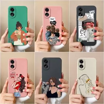 Чехол для OPPO A38 A58 A78 Realme 11 Pro Plus A2 A79, модная задняя крышка, матовая жидкая силиконовая защитная пленка для экрана для мальчиков и девочек, чехол для телефона OPPO Shell Oppo A2 5G