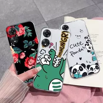 Чехол для OPPO A54 A58 A71 A78 A96 A17 A15 A33 A36 A53, мягкий силиконовый чехол из ТПУ, прозрачный противоударный матовый чехол с милым мультяшным узором для бампера OPPO OPPO A1 5G