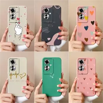 Чехол для OPPO A59 Reno11 Pro Realme 12x C65 5G, задние чехлы, модные чехлы с сердечком, жидкий силикон, матовая защитная пленка для экрана, сумки для телефона, корпус для OPPO Capas Oppo Reno11 5G
