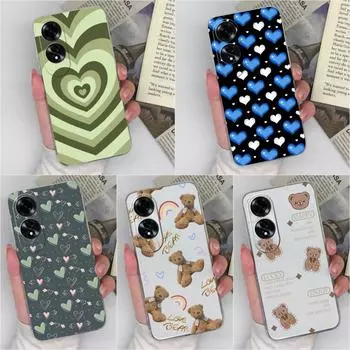 Чехол для OPPO A60 A59 Realme C63 4G C61 Reno12 Pro, популярный чехол с изображением сердца и медведя, мягкий силиконовый чехол из ТПУ, защитная пленка для экрана, бампер, сумки для телефонов для OPPO Oppo A60 4G