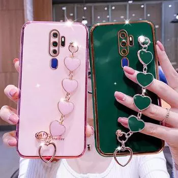 Чехол для OPPO A76, роскошный чехол-браслет с сердечком для OPPO A5 A9 A15 A15S A52 A53 A54 A72 A73 A74 A94 F11 F17 F19 Pro Realme C15 C21 OPPO A5 2020 темно-зеленого