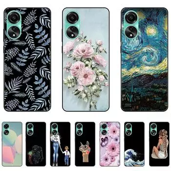 Чехол для Oppo A78, роскошный модный силиконовый чехол для OppoA 78, черный чехол, гибкий противоударный 6,56-дюймовый ТПУ, полный защитный бампер CPH2483 oppo A78-Style 1