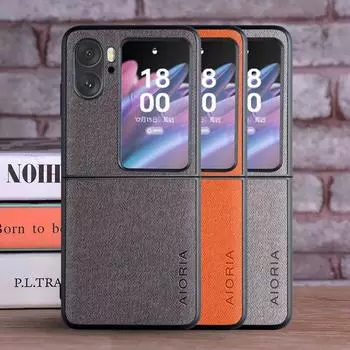 Чехол для Oppo Find N2 Flip 5G, роскошный текстильный кожаный мягкий жесткий чехол для телефона, чехол для oppo find n2, флип-чехол Find N2 Flip чёрный