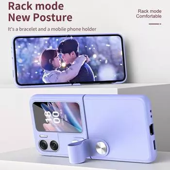 Чехол для OPPO Find N2 Flip 5G, противоударный кожаный ремешок для руки, подставка для телефона, чехол для Find N2 Flip, защитная задняя крышка for OPPO Find N2 чёрный