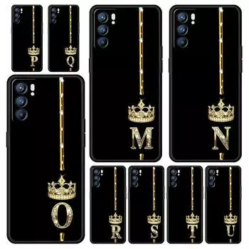 Чехол для Oppo Find X6 Pro X5 A54 A53 A52 A9 A15 A95 A17 A16 A76 A74 A57 A31 Reno8 Reno7 Reno6 Pro 5G, чехол с короной и буквами Oppo A31