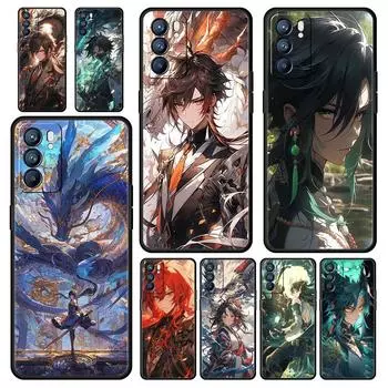 Чехол для Oppo Find X6 Pro X5 A54 A53 A52 A9 A15 A95 A17 A76 A74 A57 A31 Reno8 Reno7 Reno6 Pro 5G, чехол Genshin Impact Zhongli Oppo Find X5 Pro