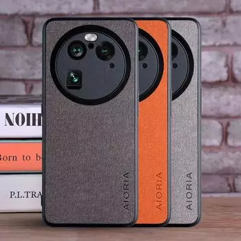 Чехол для Oppo Find X6 Pro X6 5G, роскошный текстильный кожаный мягкий жесткий чехол для телефона для oppo find x6 pro, чехол Funda Find X6 Pro чёрный