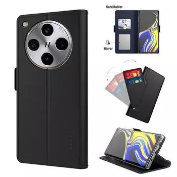 Чехол для Oppo Find X8 Pro с магнитной откидной подставкой, кожаный чехол для телефона OPPO Find X7 Ultra X5 X6 X8 Pro, держатель для карт, чехол-кошелек с зеркалом и подставкой Find X8 Pro чёрный