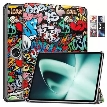 Чехол для OPPO Pad 2, окрашенный смарт-кожаный жесткий чехол для Coque Oneplus Pad, чехол для планшета Funda OPPO Pad2, защитный чехол 11,61 дюйма For OnePlus Pad