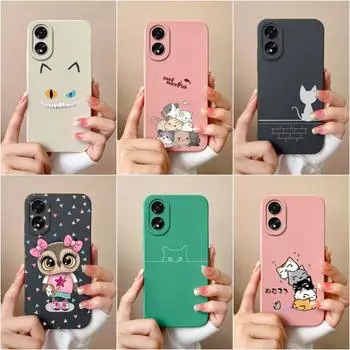 Чехол для OPPO Realme 11 Pro + C51 C53 A38 A58 A78 A79, милый модный противоударный защитный бампер для камеры Cat, жидкий силиконовый матовый чехол для OPPO Shell Oppo A2 5G