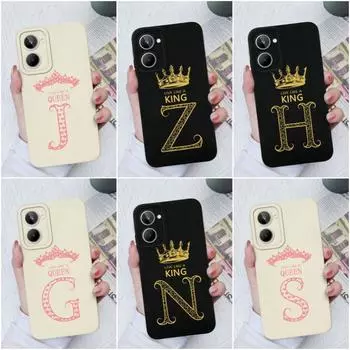 Чехол для OPPO Realme 9 10 Pro + Realme 2 5 6 7 8, модный защитный квадратный силиконовый мягкий чехол из ТПУ для пар, чехол с буквами короны для Realme, Fundas Coques, бампер Realme 6 Pro