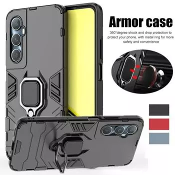 Чехол для OPPO Realme C65 C67 C55 C53 C51 C35 C33 C31 C30 Чехол с магнитным кольцом-подставкой для телефона, задняя крышка с полной защитой для бизнеса For Realme C30 красный