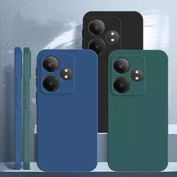 Чехол для Oppo Realme GT Neo6 SE Realme GT Neo6 SE, матовая кожа, полная защита, противоударный чехол из жидкого силикона из ТПУ для задней панели телефона Realme GT Neo6 SE Realme GT Neo6 SE чёрный