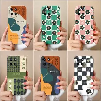 Чехол для OPPO Realme Narzo V15 V20 V25 V30 X2 X7 XT Q5 Pro, жидкий мягкий силиконовый противоударный матовый протектор экрана с узором в клетку для бампера Realme Realme Narzo