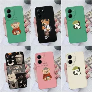 Чехол для OPPO Realme Realme GT Neo2 3 5 C30 C31 C33 C35, милый модный защитный чехол с изображением медведя, мягкий жидкий силикон для Realme C11 C12 C20, основной бампер Realme C11