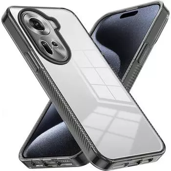 Чехол для OPPO Reno 11 5G прозрачный жесткий акриловый ПК жесткая задняя пластина ударопрочный прочный защитный чехол OPPO Reno 11 -5G чёрный