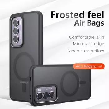 Чехол для OPPO Reno 12 Pro Reno12 Luxury Armor Magnetic Magsafe Matte hard Cover для Reno 12Pro 11F 11Pro акриловый прозрачный противоударный бампер For OPPO Reno 12 Pro чёрный