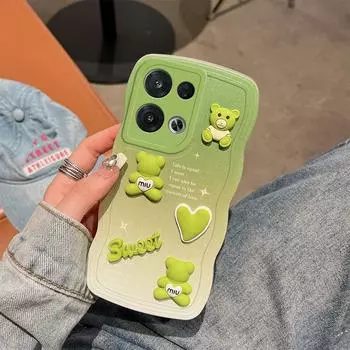 Чехол для OPPO Reno 6 7 8Pro 8T Reno7 8 4G, мягкий силиконовый чехол с волнистой задней крышкой, 3D стереоскопический чехол для телефона с милым медведем For OPPO Reno 6 синий