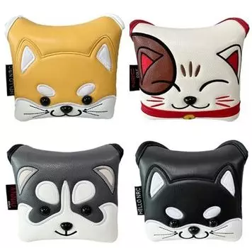 Чехол для паттера, чехол для головки гольф-клюшки, совместимый с Odyssey 2 Ball, паттер TaylorMade Spider, магнитный, для собак породы акита, хаски, кошек (Собака породы хаски)