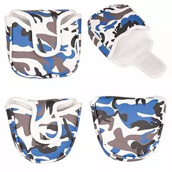 Чехол для паттера, чехол для головки гольфа с магнитом для молотков, совместимый с Odyssey 2 Ball, паттер TaylorMade Spider, камуфляж, синий камуфляж (Камуфляж Синий)