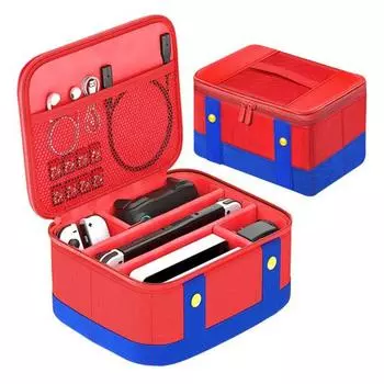 Чехол для переноски большой емкости с ручкой-молнией, ударопрочный, устойчивый к ударам, сумка для хранения игровой консоли синий/красный