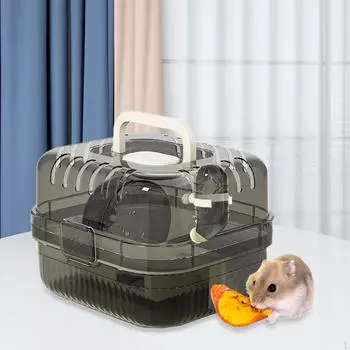 Чехол для переноски клетки хомяка Прозрачный вентиляционный домик с ручкой для маленьких животных белый