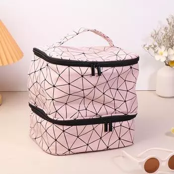 Чехол для переноски лака для ногтей из искусственной кожи, большая косметическая переносная сумка, сумка для хранения, органайзер для набора для ногтей, вмещает более 30 флаконов