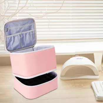 Чехол для переноски лака для ногтей, водонепроницаемые усиленные швы из искусственной кожи, органайзер, сушилка