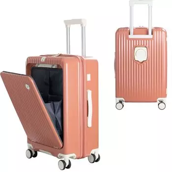 Чехол для переноски с USB-портом, сумка для переноски с чашкой, скрытый крючок, зарядка, двойной, 360 градусов, для деловых поездок, размер S [GURAMU] Чемодан, порт для ручной клади, держатель, функция, медный красный