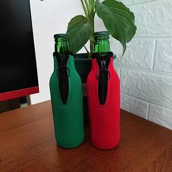 Чехол для пивной бутылки Yousheng, нескользящий, застегивающийся на молнию, материал для дайвинга, закрытый нижний чехол для охладителя бутылки, аксессуар для напитков чёрный