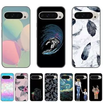 Чехол для Pixel 9 Pro Pixel 9 ProXL Черный Мягкий ТПУ Милый мультяшный Силиконовый чехол на Pixel 9 Ударопрочный Противоударный бампер Anti-Fall Pixel 9 Pro XL белый