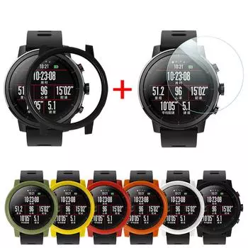 Чехол для ПК для часов AMAZFIT 2/2S Stratos с защитной пленкой для экрана зелёный