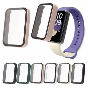 Чехол для ПК с закаленной стеклянной пленкой для Band 9, защитный чехол для часов, защитный чехол для часов белый