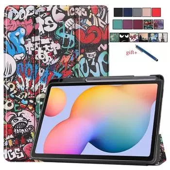 Чехол для планшета 2020 2022 для Galaxy Tab S6 Lite, чехол с держателем для ручек, тройной складной чехол для Samsung Galaxy Tab S6 Lite 10,4 S, чехол голубые глаза