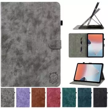 Чехол для планшета Чехол для планшета Oppo Pad Air 10,36 дюйма, 2022, милый кавайный тигровый принт из искусственной кожи, мягкий силиконовый чехол для Funda Oppo Pad Air Case for Oppo Pad Air чёрный