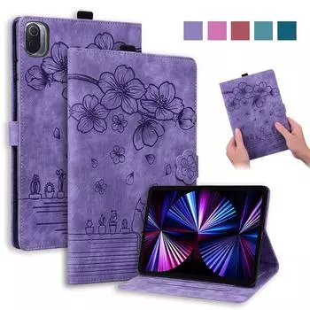 Чехол для планшета для Xiaomi Pad 5 Pro, чехол 11 дюймов, чехол с 3D тиснением и подставкой для цветов, чехол-кошелек для планшета Xiaomi Mi Pad 5, чехол для Mipad 5 Pro, чехол Mi Pad 5 Pro 11 Inch синий