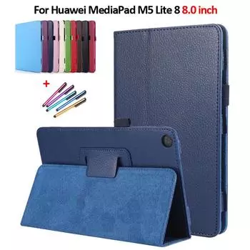 Чехол для планшета Etui для Huawei Mediapad M5 Lite 8 дюймов, чехол для планшета, складной чехол-подставка из искусственной кожи для Huawei Mediapad M5 Lite 8, чехол + ручка M5 Lite 8 (8 Inch) разноцветный