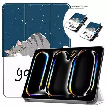 Чехол для планшета Funda для Apple iPad Pro 13 2024, чехол 13 дюймов, складной магнитный чехол из искусственной кожи для iPad Pro, 13 дюймов, 2024 M4, чехол для планшета, детский for Ipad Pro 13 2024 миндальный