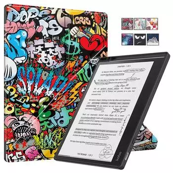 Чехол для планшета Funda для Kobo Elipsa 2e, чехол с держателем для ручки, модный кожаный чехол с подставкой с росписью для Kobo Elipsa 2e 2023, чехол с автоматическим пробуждением/сном for Kobo Elipsa 2e миндальный