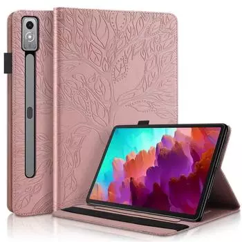 Чехол для планшета Funda для Lenovo Xiaoxin Pad Pro 12,7, чехол с тиснением под деревом для Lenovo Tab P12 Pro 2nd Gen P12 12 7, чехол для планшета Tab P12 12.7 Inch чёрный