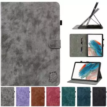 Чехол для планшета Galaxy Tab A8 SM X205 X200 2022, милый чехол Kawaii Tiger с принтом из искусственной кожи, чехол для планшета Galaxy Tab A 8 2019 A8 10,5, чехол Tab A8 10.5 Sm-x200 чёрный